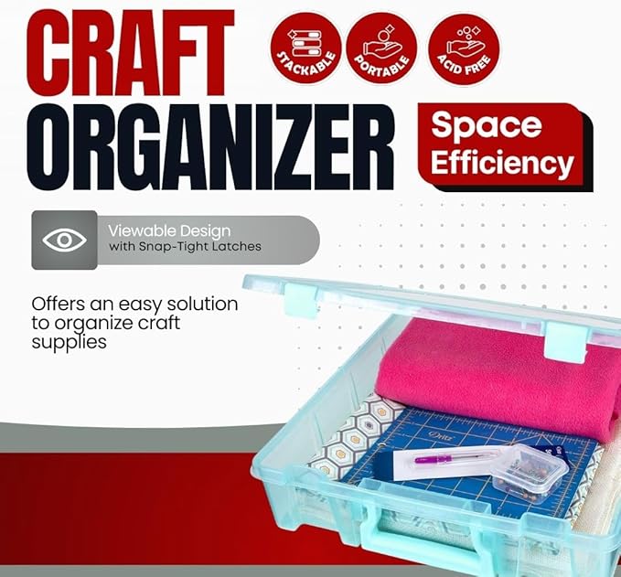 ArtBin 6955AA Super Satchel Compartment Box Clear Craft Organizer Storage Case - Aqua, Pack of 1