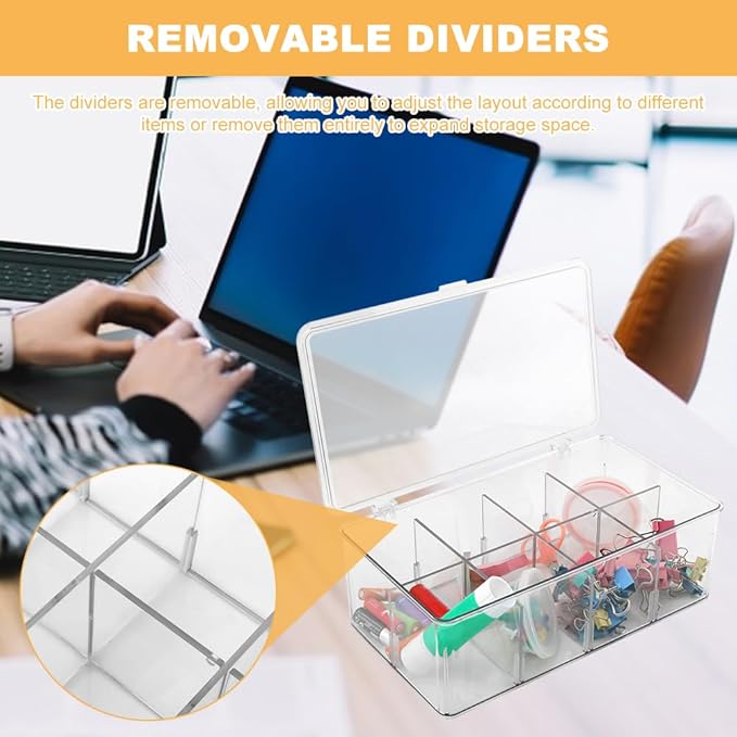 Clear Tea Bag Organizer,Stackable Tea Bag Storage Organizer with Lid,Dresser Organizers Drawer Organzier with Removable Dividers,Multi-Functional Kitchen Organizer,Home organizer