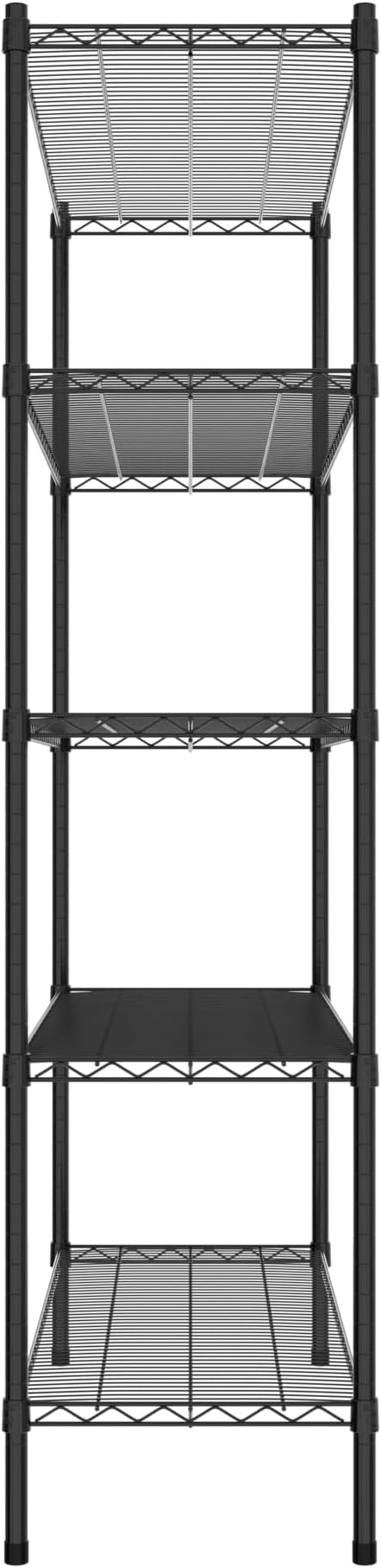 Commercial NSF Listed Black Epoxy Stationary Wire Shelving Kit 18" x 48" x 74", with 5 Shelves Perfect for Warehouse, Walk-in Refrigerator, Freezer, Grocery Store, Restaurant, Dishroom