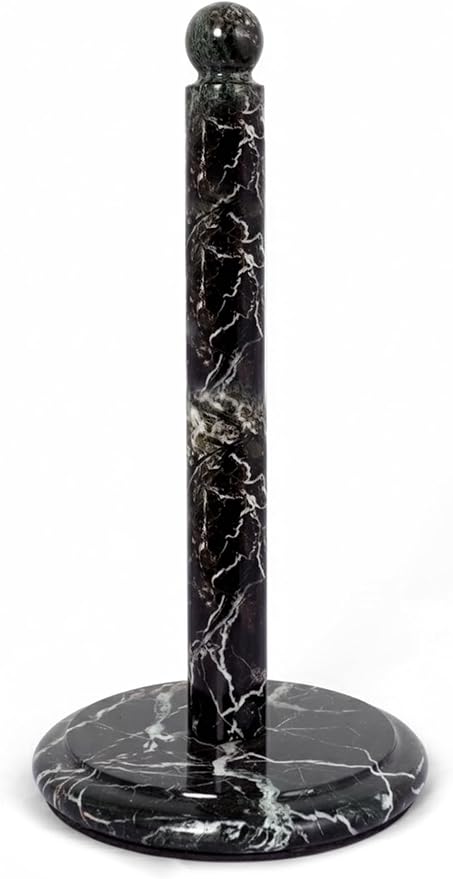 Marble Paper Towel Holder 12" Inch for Kitchen Towels Rack Handmade Paper Roll Holder Stand - Wrapping Paper Holder Towel - Hand Towel Rack Holder, Black