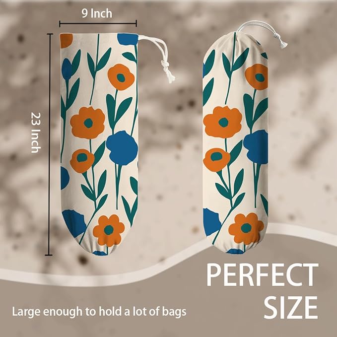 Cute Plastic Bags Holder, Garbage Shopping Trash Bags Carrier Organizer, Wall Mount Plastic Bag Organizer Dispenser, Heavy Duty Grocery Bag Storage Holder for Home Kitchen Camper