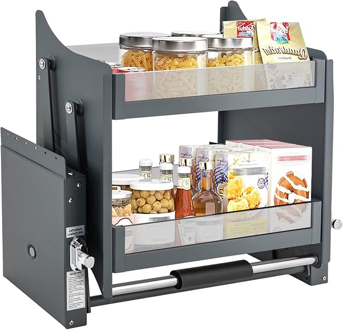 Pull Down Shelf Upper Kitchen Wall Cabinet Storage Organizer, Heavy Duty Pull-Out Cabinet Drop Down Sliding, Drop Down Shelf for Spices, Dishes (Pull Down)