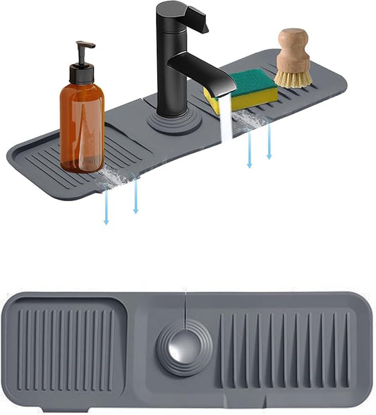 DTXIAQIAO 14.5 * 5.5 Inch Large Non-Slip Base,Multi-Surface Protector for Kitchen,Bathroom,Laundry,RV,Easy Clean Water Deflector Accessory(Dark Gray)