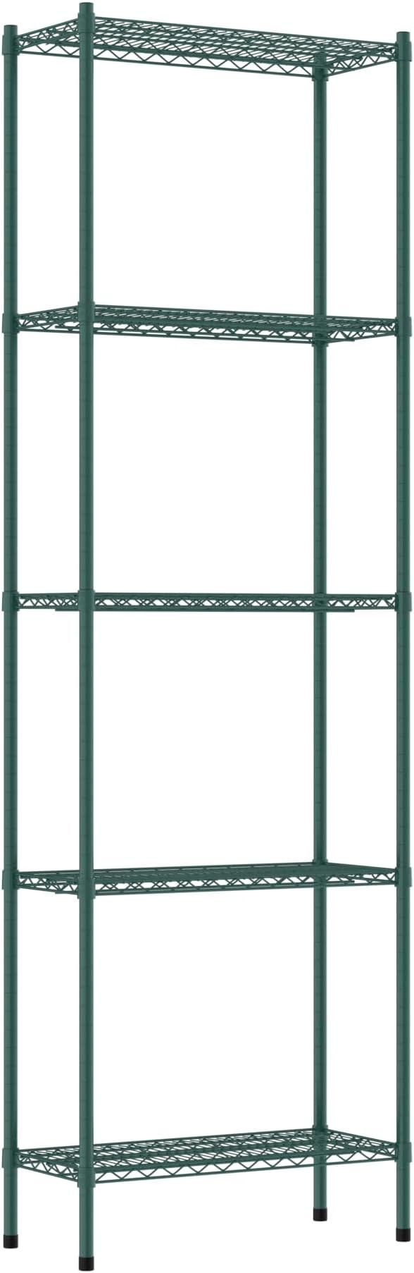 Commercial NSF Listed Green Epoxy Stationary Wire Shelving Kit 14" x 30" x 96", with 5 Shelves Perfect for Warehouse, Walk-in Refrigerator, Freezer, Grocery Store, Restaurant, Dishroom