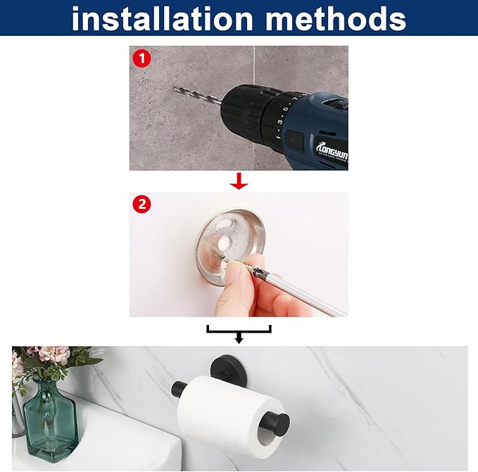 NearMoon Bathroom Toilet Paper Holder, Premium SUS304 Stainless Steel Rustproof Wall Mounted Toilet Roll Holder for Bathroom, Kitchen (10 Pack, Matte Black)