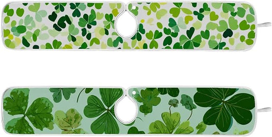 2 PCS Kitchen Sink Splash Guard 30 Inch Faucet Mat for Kitchen Sink Bathroom Sink Faucet Absorbing Drip Drain Mat Pad Microfiber Soft Washable Green St Patrick Clovers