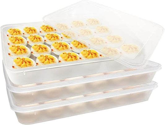 3Pack Egg Trays,Deviled Egg Containers with Lid,Egg Container Carrier,Refrigerator Portable Egg Trays for 72 Eggs Storge Holder Easter Day Thanksgiving Party Home Kitchen Supplies