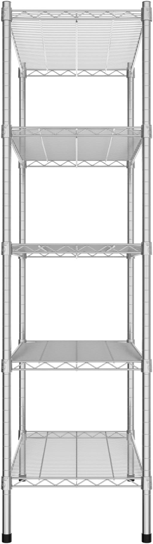 Commercial NSF Listed Chrome Stationary Wire Shelving Kit 18" x 36" x 64", with 5 Shelves Perfect for Warehouse, Walk-in Refrigerator, Freezer, Grocery Store, Restaurant, Dishroom