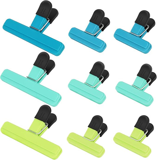 TACGEA Chip Clips, 9 Pack Food Clips, Bag Clips for Food Storage with Air Tight Seal Grip (3 Large and 6 Small)