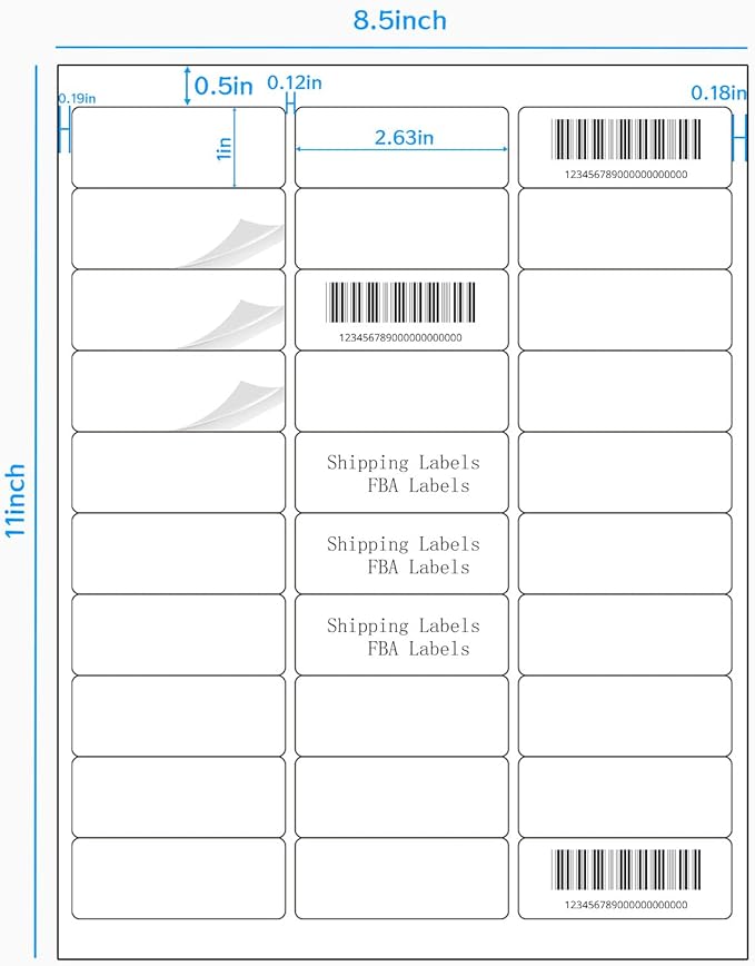 Yegawen 1" x 2-5/8" Address Labels 600 Labels Sticker Paper for Laser/Inkjet Printer Mailing Labels 8.5"×11"-White/20 Sheet