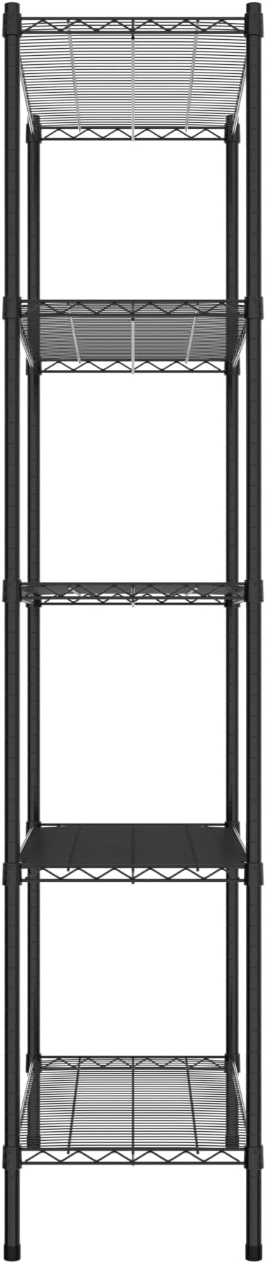 Commercial NSF Listed Black Epoxy Stationary Wire Shelving Kit 18" x 36" x 86", with 5 Shelves Perfect for Warehouse, Walk-in Refrigerator, Freezer, Grocery Store, Restaurant, Dishroom