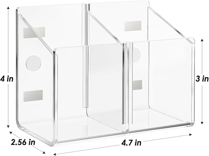 MaxGear Magnetic Dry Erase Marker Holder, 2 Compartments Clear Acrylic Pen & Marker Organizer with Strong Magnet for Whiteboard, Fridge & Locker, Holds 9-18 Markers/4 Erasers