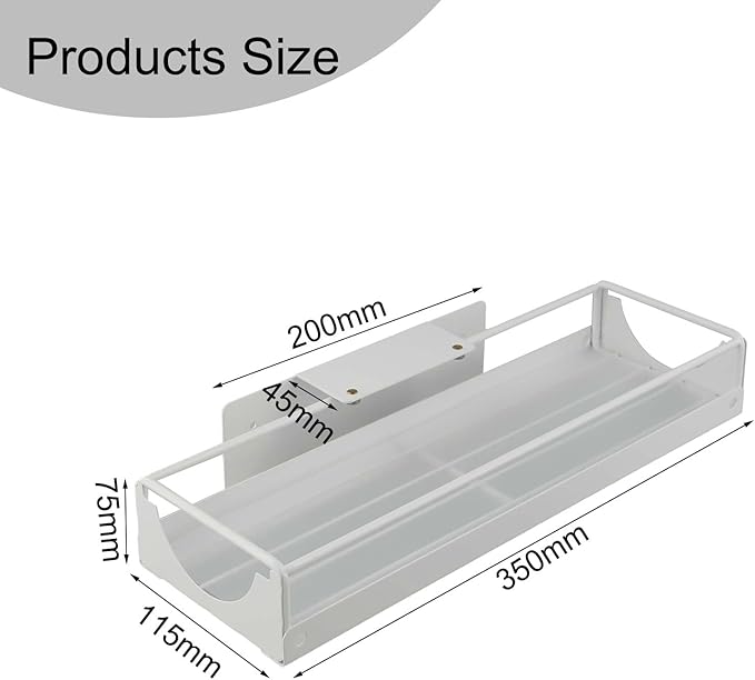 Expandable Under Sink Storage Rack for Countertop Cabinet, Stainless Steel Sliding Organizer with Retractable Rails, Adjustable Kitchen Bathroom Shelf, White