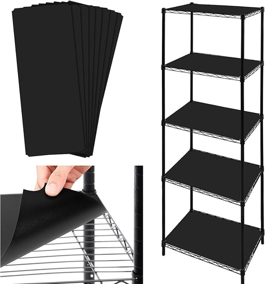 Sliner 8 Pack 11.8 x 16.6 Inch Wire Shelf Liner Black Plastic Waterproof Liners for Organizing Metal Rack Shelves, Kitchen Cabinets, Cupboard, Pantry