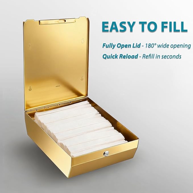 Commercial Paper Towel Dispenser Gold - Multifold Paper Towel Dispenser Wall Mount, High Capacity Stainless Steel Tissue Holder, Suitable for Bathrooms and Public Places
