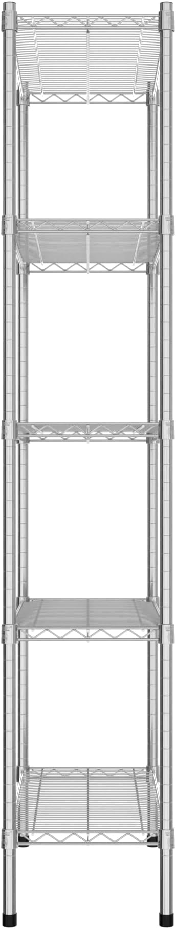 Commercial NSF Listed Chrome Stationary Wire Shelving Kit 14" x 30" x 74", with 5 Shelves Perfect for Warehouse, Walk-in Refrigerator, Freezer, Grocery Store, Restaurant, Dishroom