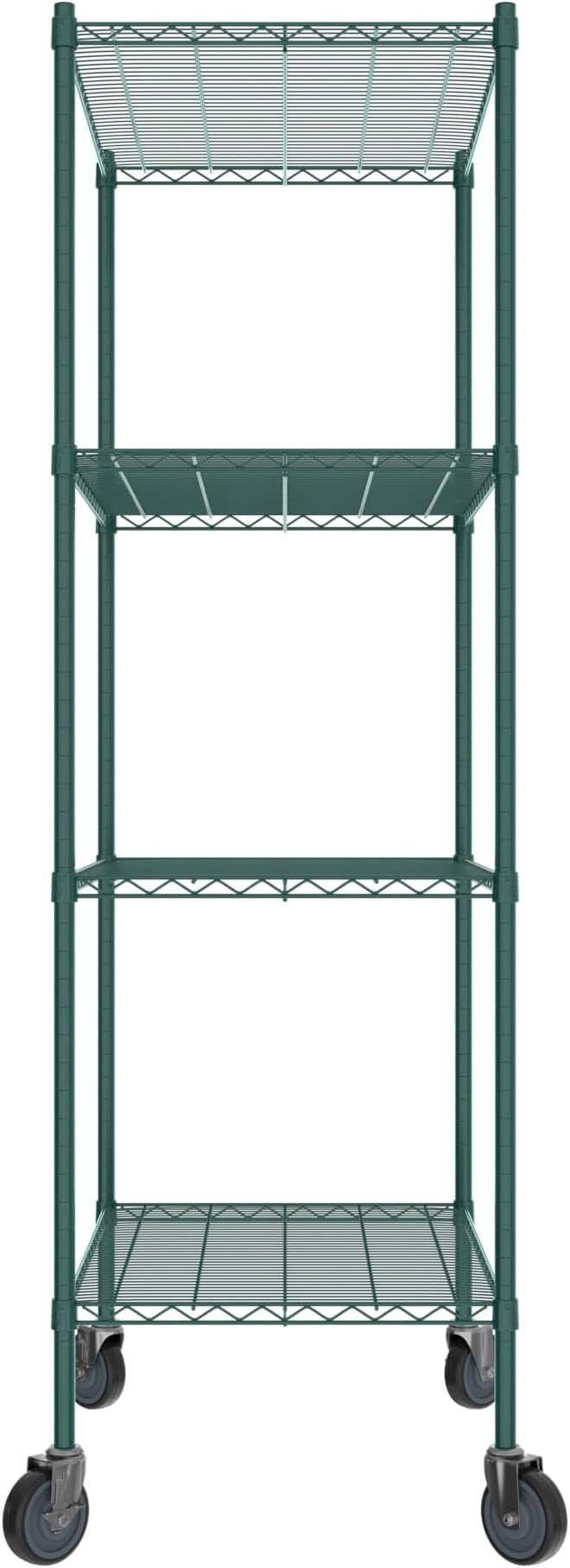 Commercial NSF Listed Green Epoxy Mobile Wire Shelving Kit 24" x 36" x 80", with 4 Shelves Perfect for Warehouse, Walk-in Refrigerator, Freezer, Grocery Store, Restaurant, Dishroom