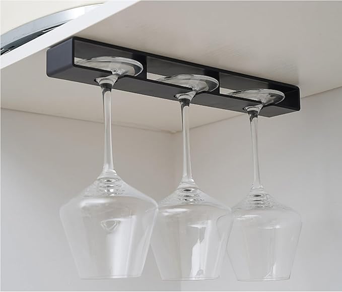 Wine Glass Holder,Under Shelf Cabinet Wine Glass Rack, Plastic Stemware Rack,Glassware Drying Storage Hanger for Kitchen,Bar and Restaurant (white Style A-4pc)