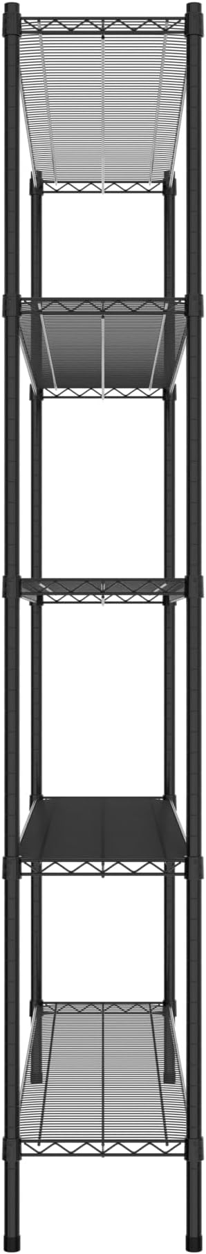Commercial NSF Listed Black Epoxy Stationary Wire Shelving Kit 14" x 60" x 86", with 5 Shelves Perfect for Warehouse, Walk-in Refrigerator, Freezer, Grocery Store, Restaurant, Dishroom
