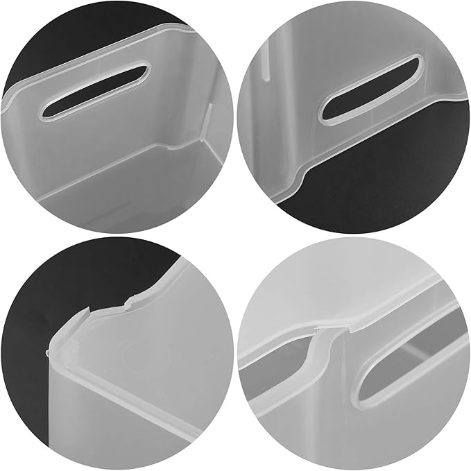 Tyminin Plastic Stackable Fridge Storage Basket Freezer Bin Organiser, Matte Transparent, 4 Packs