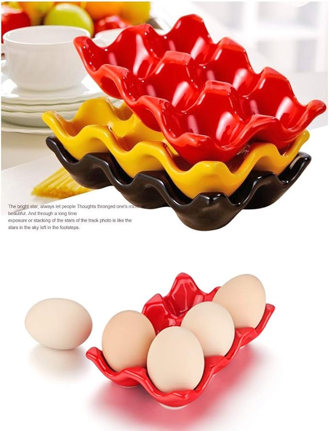 Ceramic 6 Cup Egg Tray Holder (Pink)