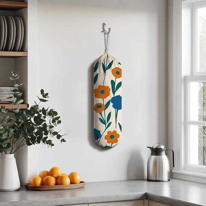 Cute Plastic Bags Holder, Garbage Shopping Trash Bags Carrier Organizer, Wall Mount Plastic Bag Organizer Dispenser, Heavy Duty Grocery Bag Storage Holder for Home Kitchen Camper