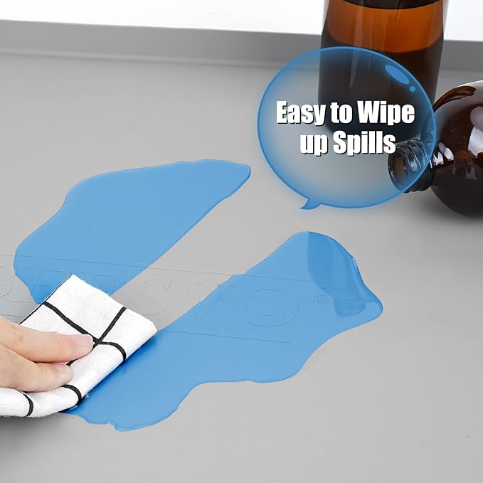 BEESVO Under Sink Mat for Kitchen Waterproof, 22" x 19" Silicone Under Sink Liner Kitchen & Bathroom Cabinet Protector Mats, Heavy Duty Flexible Under Sink Drip Tray with Lip, Cool Grey