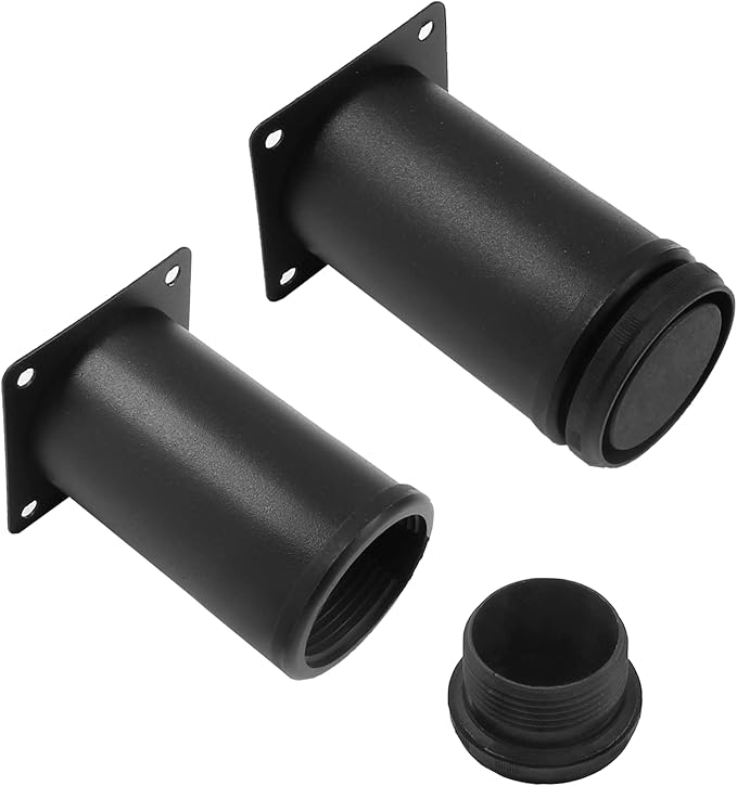 Set of 4 Stainless Steel Furniture Legs 3 Inch, Adjustable Round Cabinet Legs 2" Dia Kitchen Feet, Metal Replacement Legs for Cabinet Sofa Couch Shelves Table (Black)