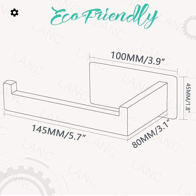 LANC Self-Adhesive Toilet Paper Holder, Matte Black Toilet Tissue Holder Wall Mounted for Bathroom Kitchen Stick On Paper Roll Holder with No Drilling Rustproof Stainless Steel, Left Rod A8307MB-LF