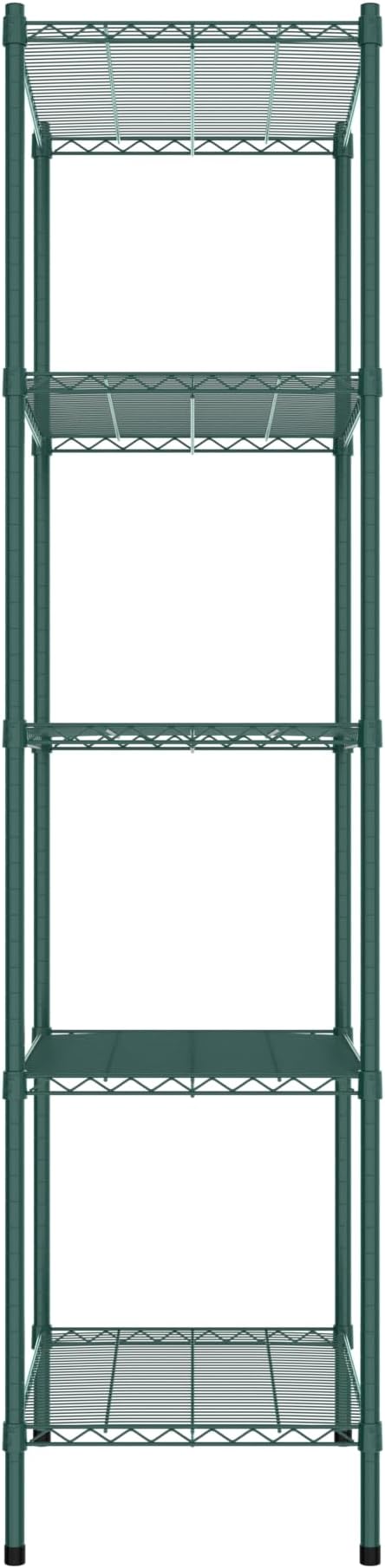 Commercial NSF Listed Green Epoxy Stationary Wire Shelving Kit 21" x 30" x 86", with 5 Shelves Perfect for Warehouse, Walk-in Refrigerator, Freezer, Grocery Store, Restaurant, Dishroom