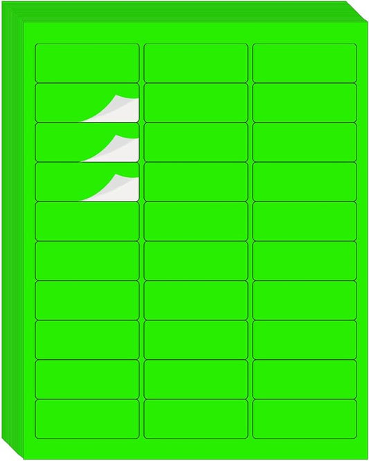 Yegawen 1" x 2-5/8" Address Labels 600 Labels Sticker Paper for Laser/Ink Jet Printer Mailing Labels 8.5"×11" Fluorescent Green 30 per Sheet