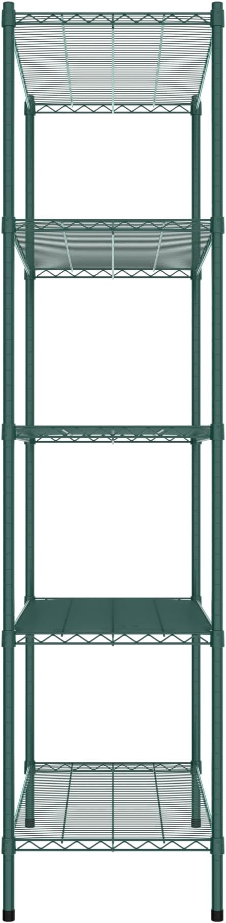 Commercial NSF Listed Green Epoxy Stationary Wire Shelving Kit 21" x 42" x 86", with 5 Shelves Perfect for Warehouse, Walk-in Refrigerator, Freezer, Grocery Store, Restaurant, Dishroom