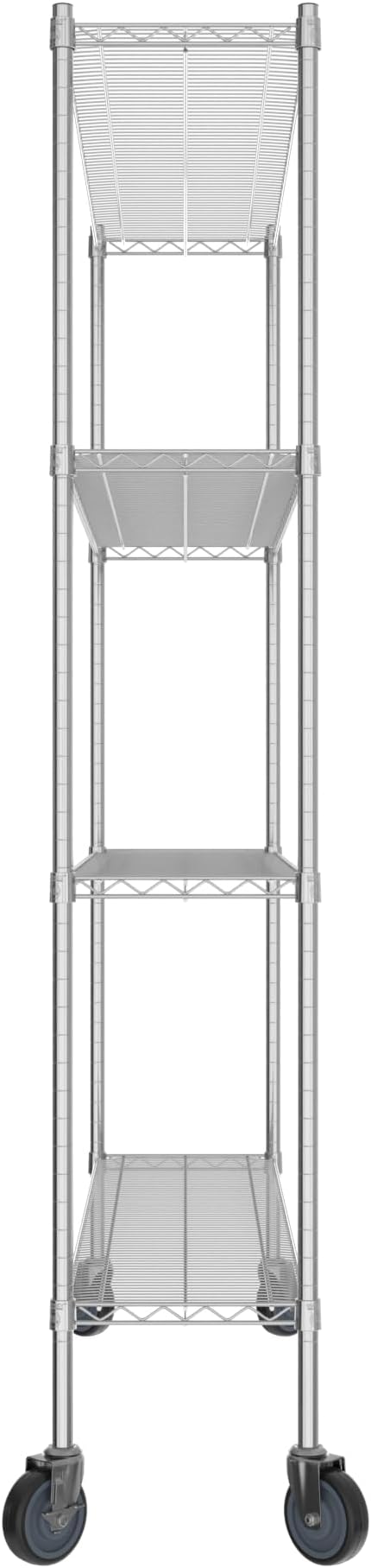 Commercial NSF Listed Chrome Mobile Wire Shelving Kit 14" x 60" x 80", with 4 Shelves Perfect for Warehouse, Walk-in Refrigerator, Freezer, Grocery Store, Restaurant, Dishroom