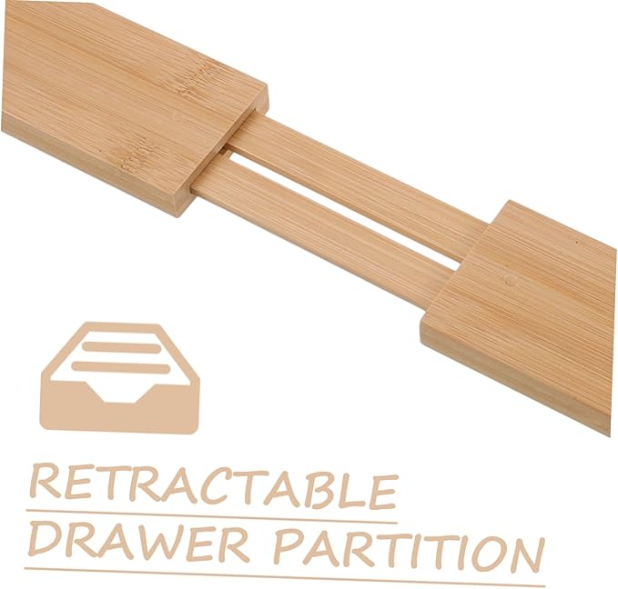 CHILDWEET 1piece Expandable Bamboo Drawer Divider for Kitchen Organization Adjustable Home Drawer Separator for Utensils and Cutlery Storage Neat and Practical Compartment