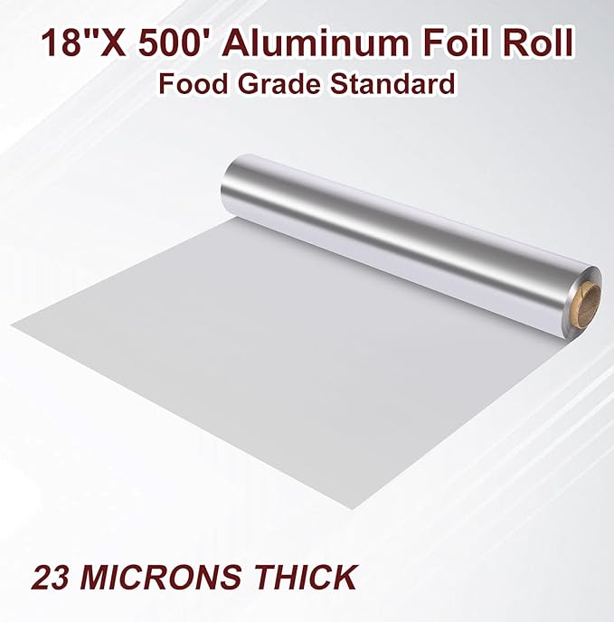 6 Count Heavy Duty Aluminum Foil Roll for Food 18 Inches 500 FT Heavy Duty Food Safe Foil Wrap Pony Package