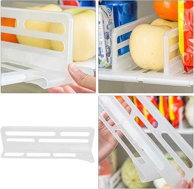 Adjustable Refrigerator Divider Shelf Organizer Clear Storage Board for Kitchen Fridge and Freezer Space Saving and Neat Organization