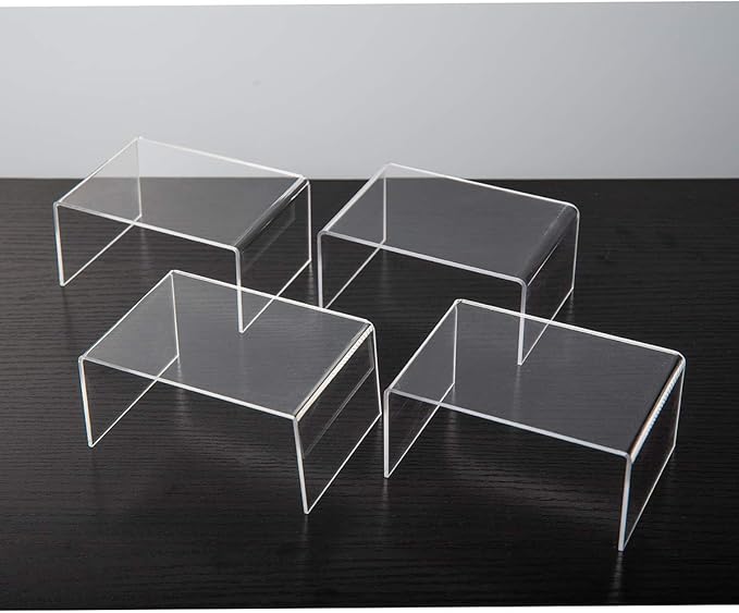 BYCY Clear Acrylic Riser lot of 10 for Jewels, Cupcakes, Tea Sets, Clear Cupcake Stand for Small Toys and Cosmetics (10P-2*3*4)