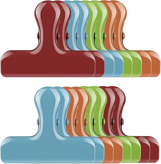 12 Pack Stainless Steel Chip Bag Clips - 4 Colors with DIY Christmas Stickers - Airtight Seal, Heavy Duty, 3 Inch, Perfect for Kitchen & Office Storage, No Sharp Edges, Fun & Functional