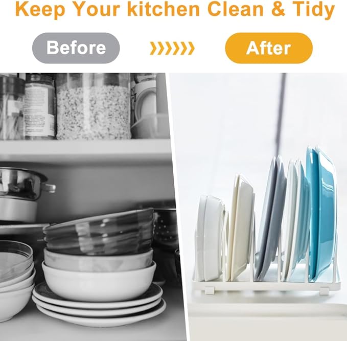 2 Pack Metal Dish Plate Storage Rack Kitchen Storage Cabinet Organizer Pot Lid Holder Multifunctional Dying Display Rack for Pad Pans Pots, Bakeware, Trays, Cutting Boards (Black)