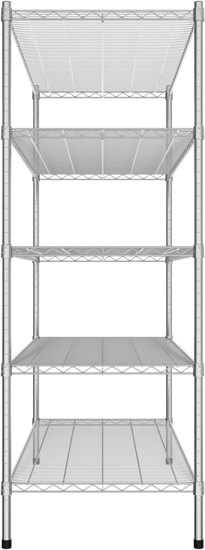 Commercial NSF Listed Chrome Stationary Wire Shelving Kit 24" x 54" x 64", with 5 Shelves Perfect for Warehouse, Walk-in Refrigerator, Freezer, Grocery Store, Restaurant, Dishroom