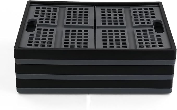 Hommp 3-Pack 34 L Plastic Collapsible Storage Crates, Large Stackable Folding Storage Crates