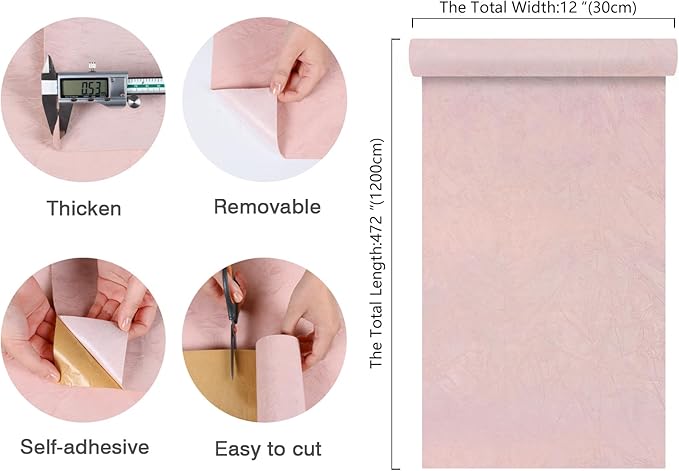 CHIHUT Light Pink Self Adhesive Velvet Flocking Liner for Jewelry Drawer Shelf Liner Thick Soft Fabric Felt Drawer Liner Sticker 12”x472” Colored Velvet Peel and Stick Wallpaper for Bedroom Dresser