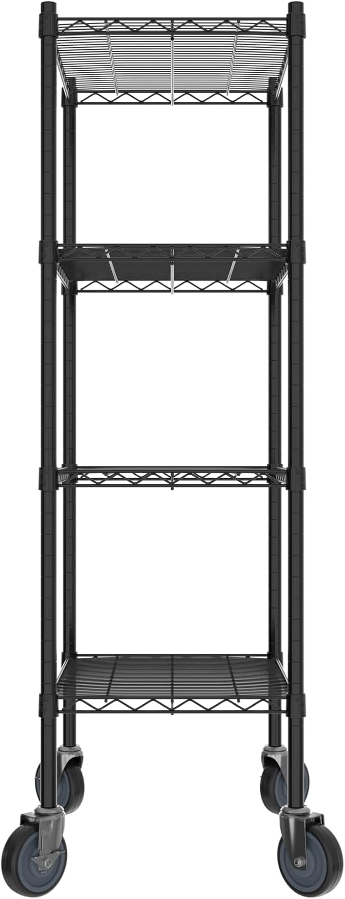 Commercial NSF Listed Black Epoxy Mobile Wire Shelving Kit 18" x 24" x 60", with 4 Shelves Perfect for Warehouse, Walk-in Refrigerator, Freezer, Grocery Store, Restaurant, Dishroom