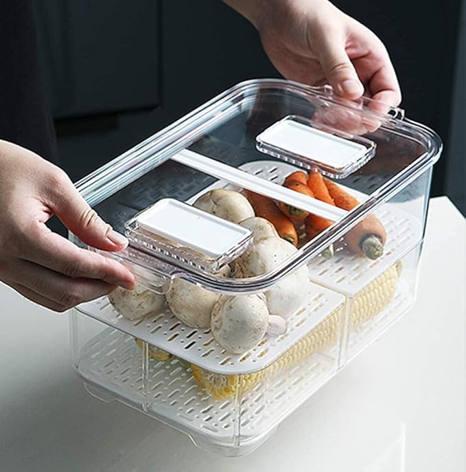 blitzlabs Refrigerator Organizer Bins Produce Saver, Stackable Freezer Bins Fresh Keeper Food Storage Containers for Fridge Freezer Cabinet Kitchen Organization -5700ML