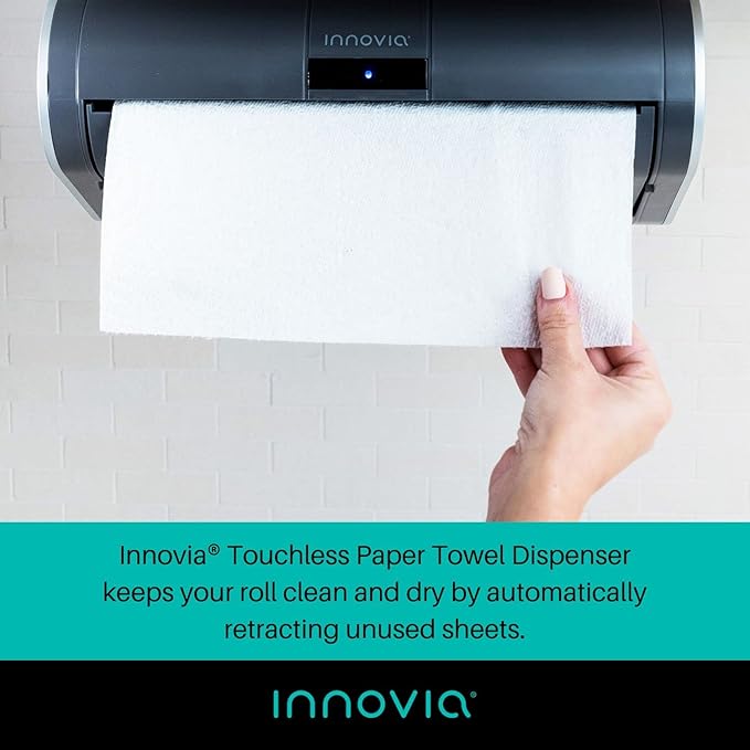 Innovia Automatic Paper Towel Dispenser. Touchless Technology. Works with Most Paper Towel Brands and Sizes. Dispenses The Number of Sheets You Need. Grey, Under Cabinet Mounted.