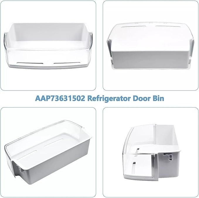 AAP73631502 Door Bin - for LG Refrigerator Door shelves - Fridge door condiments beverages organizer - Refrigerator door bin replacement - Fridge transparent plastic shelves bins - W 12-7/10 in