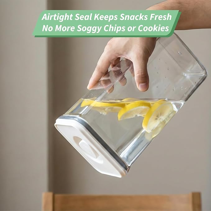 2 Pack Food Storage Containers with Lids, Chip Containers for Pantry, 3.2L and 2.6L Extra Large Capacity, with Airtight and Twist Lock Lids, Clear Plastic Canister for Pantry Organization