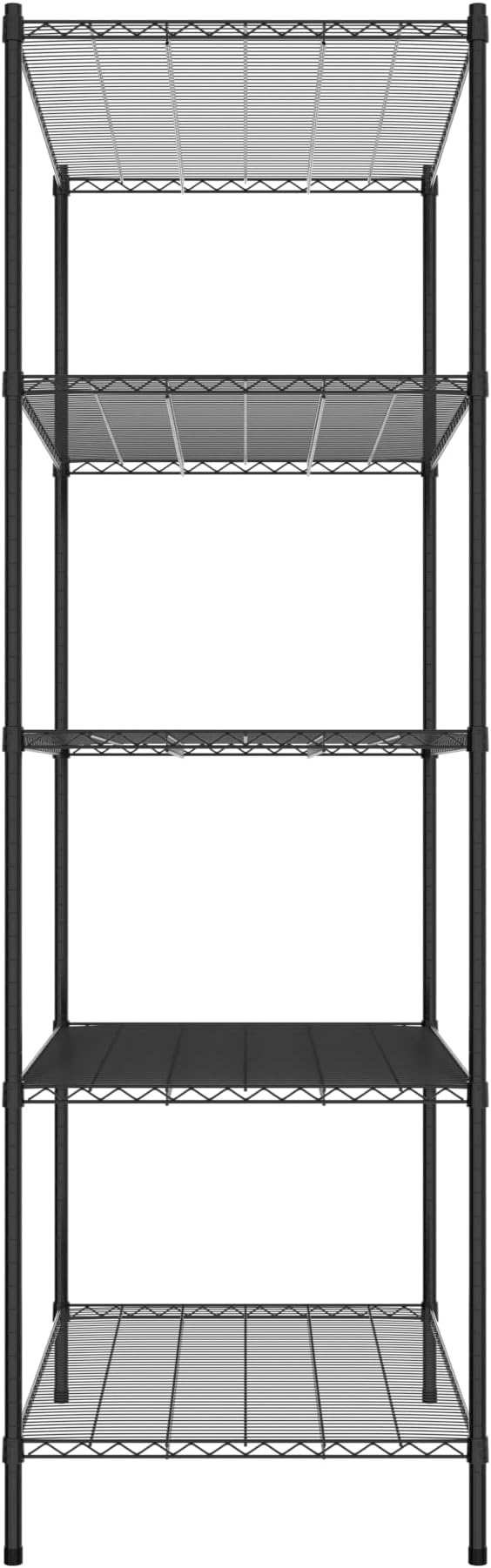 Commercial NSF Listed Black Epoxy Stationary Wire Shelving Kit 30" x 48" x 96", with 5 Shelves Perfect for Warehouse, Walk-in Refrigerator, Freezer, Grocery Store, Restaurant, Dishroom