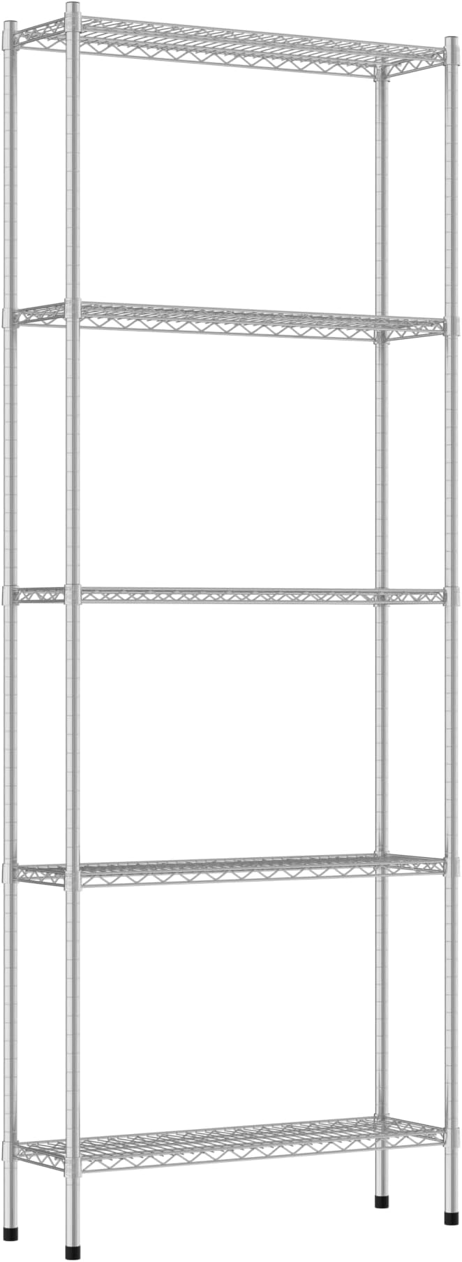 Commercial NSF Listed Chrome Stationary Wire Shelving Kit 12" x 36" x 96", with 5 Shelves Perfect for Warehouse, Walk-in Refrigerator, Freezer, Grocery Store, Restaurant, Dishroom