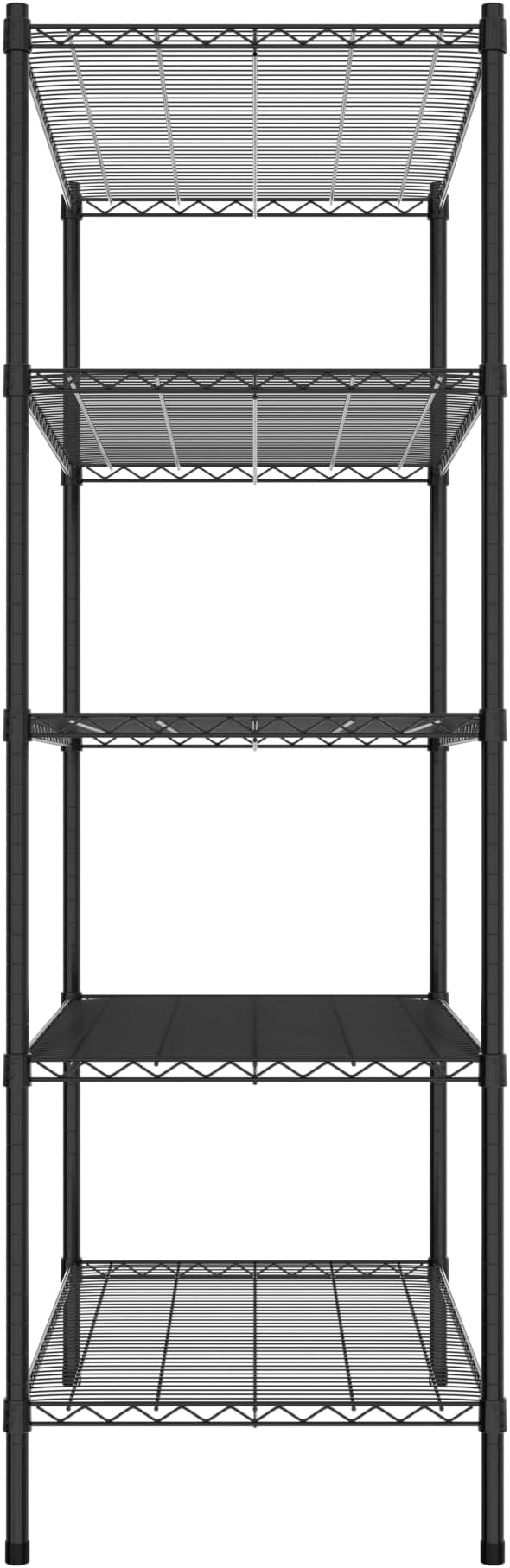 Commercial NSF Listed Black Epoxy Stationary Wire Shelving Kit 24" x 42" x 74", with 5 Shelves Perfect for Warehouse, Walk-in Refrigerator, Freezer, Grocery Store, Restaurant, Dishroom